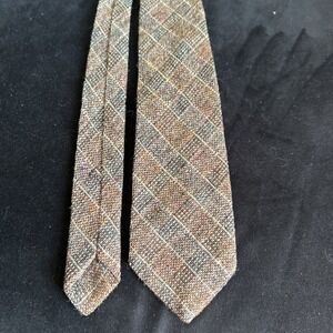 VTG Tartan Wool Men's Necktie Scotland Woven Wool Tweed Warm Brown Tones 3 X 58"
